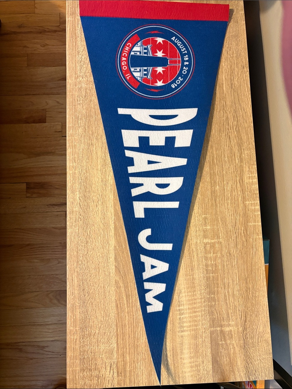 2018 Pearl Jam Wrigley Field Blue Felt Pennant - Concert Memorabilia